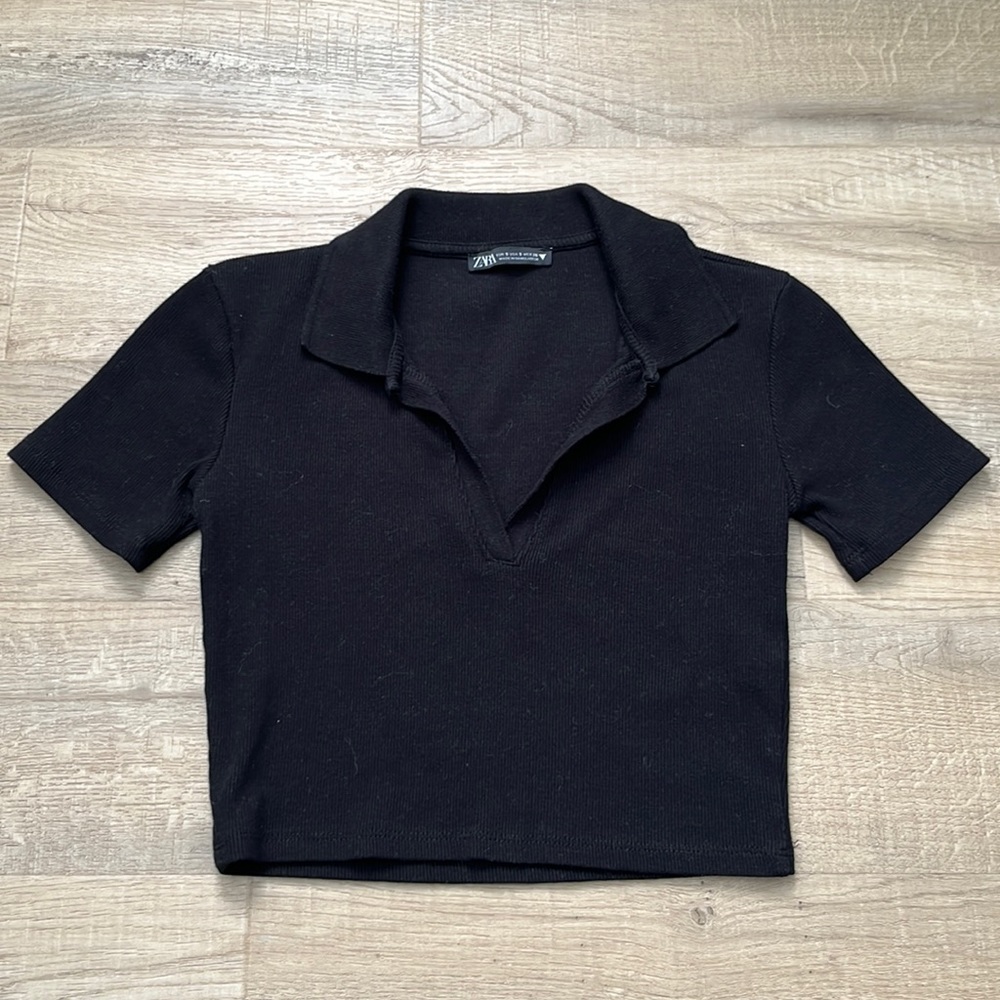 Zara black crop top
